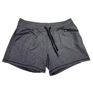 Avia Athletic Shorts Women's Large Gray Heathered Zip Pockets Drawstring Waist
